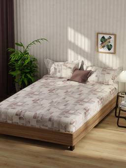 KOPA - Bamboo Micro Fabric Bedsheet With 2 Pillow Covers Santiago Abstract - Mauve (Double)