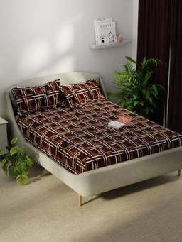 KOPA - Smooth Micro Bedsheet With 2 Pillow Covers Unvague Abstract - Chocolate (Double)