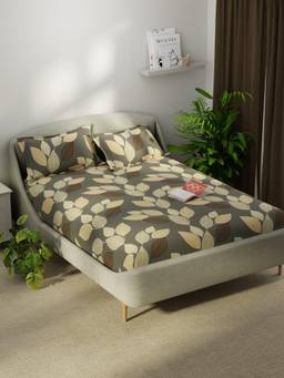 KOPA - Smooth Micro Bedsheet With 2 Pillow Covers Unvague Floral - Ash (Double)