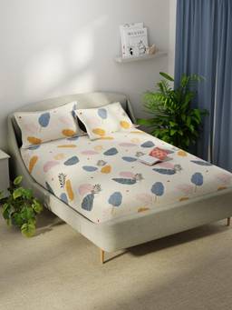 KOPA - Smooth Micro Bedsheet With 2 Pillow Covers Unvague Floral - Lemon (Double)