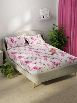 KOPA - Smooth Micro Bedsheet With 2 Pillow Covers Unvague Floral - Pink (Double)
