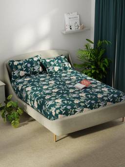 KOPA - Smooth Micro Bedsheet With 2 Pillow Covers Unvague Floral - Green (Double)