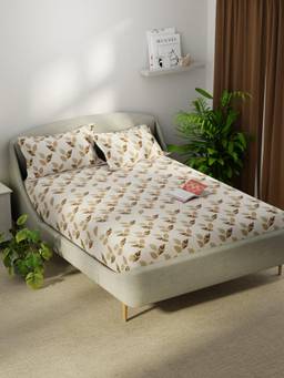 KOPA - Smooth Micro Bedsheet With 2 Pillow Covers Unvague Floral - Beige/Brown (Double)