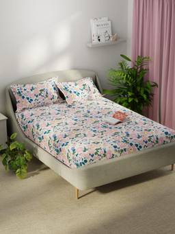 KOPA - Smooth Micro Bedsheet With 2 Pillow Covers Unvague Floral - Pink (Double)