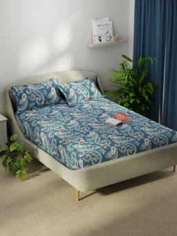 KOPA - Smooth Micro Bedsheet With 2 Pillow Covers Unvague Abstract - Blue (Double)