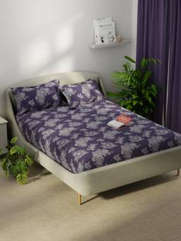 KOPA - Smooth Micro Bedsheet With 2 Pillow Covers Unvague Floral - Purple (Double)