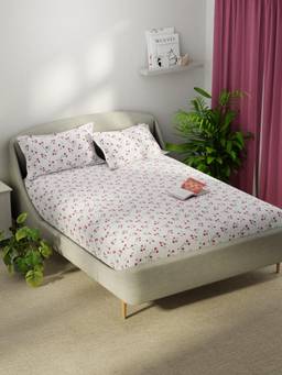 KOPA - Smooth Micro Bedsheet With 2 Pillow Covers Unvague Floral - White/Pink (Double)