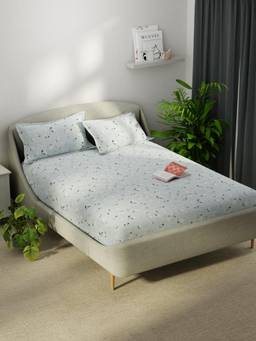 KOPA - Smooth Micro Bedsheet With 2 Pillow Covers Unvague Floral - Blue (Double)