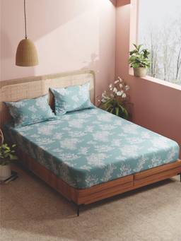 BIANCA - Blended Fabric Aroma Bedsheet With 2 Pillow Covers Bloom Floral - Blue (Double)
