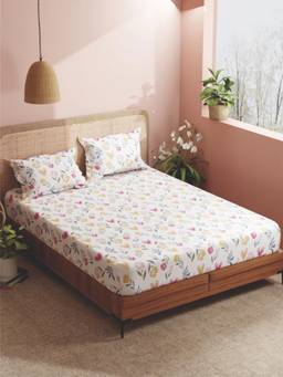 BIANCA - Aroma Bedsheet With 2 Pillow Covers Bloom Floral - Off White/Multi-Color (Double)