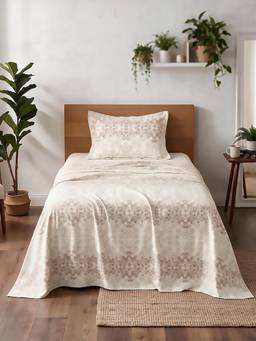 Linen Home - 100% Percale Cotton Percale Flat Bedsheet & Pillow Cover Cherrish (Single)