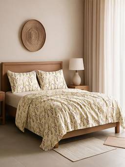 Linen Home - 100% Percale Cotton Percale Flat Bedsheet With 2 Pillow Covers Moss and Fern