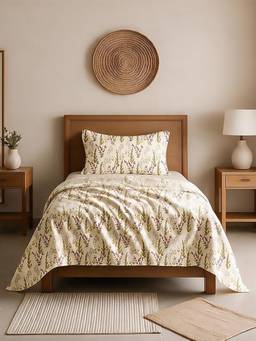 Linen Home - 100% Percale Cotton Percale Flat Bedsheet & Pillow Cover Moss and Fern (Single)