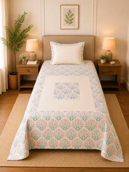Linen Home - 100% Percale Cotton Percale Flat Bedsheet & Pillow Cover Sequence Pink (Single)