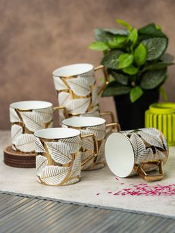 CLAY CRAFT - Gold Fine Ceramic Director Coffee Mugs (Pack Of 6)