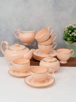 CLAY CRAFT - Orange Fine Ceramic Julie 15 Pieces Tea Set