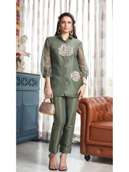 Autumnlane - Hannah Olive Organza Co-Ord (Set of 2)