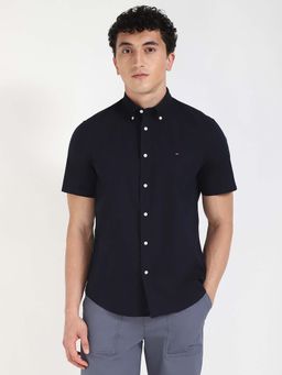Tommy Hilfiger - Mens Navy Blue Solid Shirt
