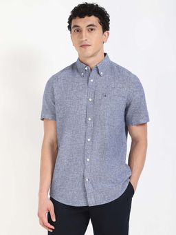 Tommy Hilfiger - Mens Blue Solid Shirt