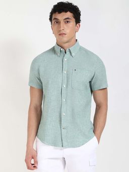 Tommy Hilfiger - Mens Green Solid Shirt