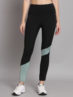 COLOR CAPITAL - Green Colorblock Panel Gym Tights