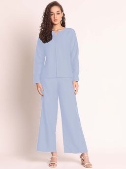 AOBA - Women Mandarin Collar Shirt With Trousers Co-ords