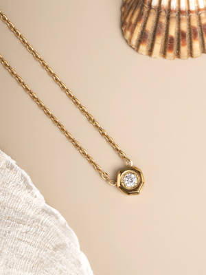 Buy Palmonas 18K Gold Plated White Gemstone Necklace - Image 1