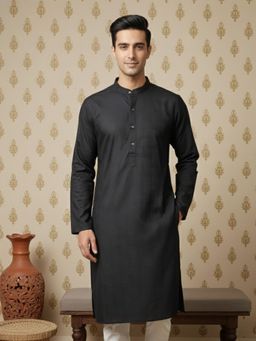 Gahan - Shimmering Mens Black Woven Type Kurta for A Modern Heritage Craft