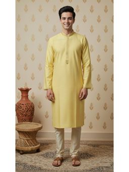 Gahan - Premium Ethnic Kurta with Chudidar for Mens in Vibrant Yellow with Embroidery