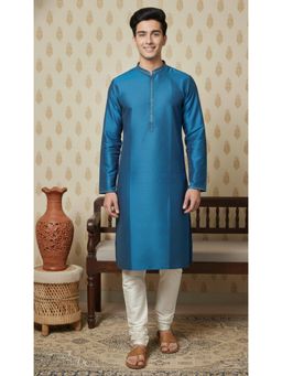 Gahan - Mens Premium Firozi Coloured Kurta with Chudidar with Authentic Embroidery