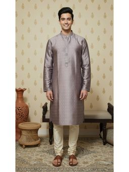 Gahan - Mens Purple Coloured Kurta with Chudidar Intricate Embroidered Detailing