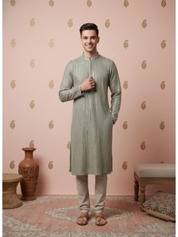 Gahan - Premium Parrot Green Chikankari Kurta with Chudidar for Mens