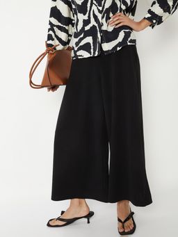 max - Womens Black Solid Loose Fit Trouser