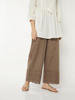 max - Womens Scalloped Hem Embroidered Palazzo