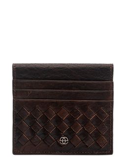 Eske - Alanis Brown Textured Handcrafted Genuine Leather Card Case 6 Card Slots