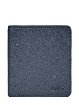 Eske - Brend Navy Blue Textured Handcrafted Genuine Leather Card Case 6 Card Slots