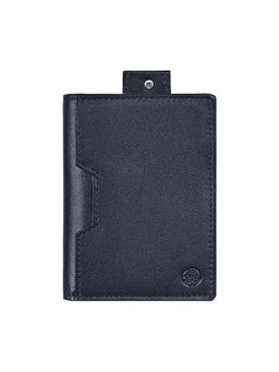 Eske - Danner Navy Blue Textured Handcrafted Genuine Leather Card Case 4 Card Slots