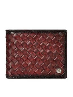 Eske - Adam Maroon Braided Genuine Leather Mens Bifold Wallet Rfid 7 Card Holders