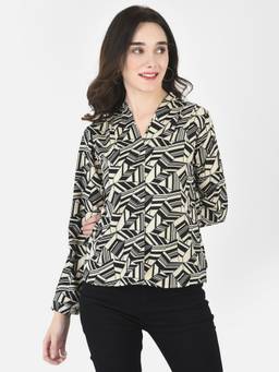 CRIMSOUNE CLUB - Women Black and Yellow Abstract Top