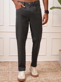 LOCOMOTIVE - Men Grey Mid Rise Regular Fit Ankle Length Trouser