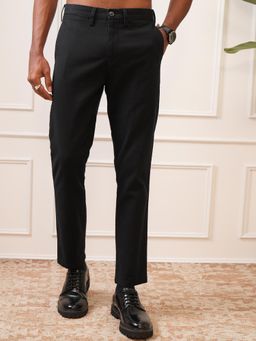 LOCOMOTIVE - Men Black Mid Rise Full Length Formal Trouser
