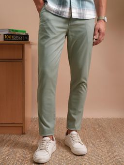 LOCOMOTIVE - Men Green Mid Rise Full Length Trouser