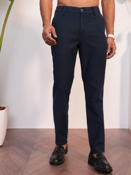 LOCOMOTIVE - Men Navy Blue Mid Rise Full Length Trouser