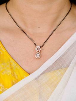 Zeraki Jewels - Ahana full black beads Mangalsutra White