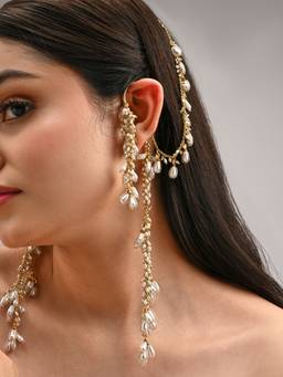 House of D'oro - Pearl Drop Bunches Hangings Ear Cuff