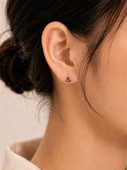 ZAISHA - Violet Prism Studs Earrings - 18K Gold Plated
