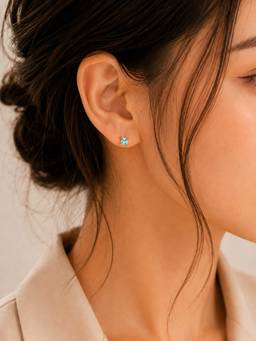 ZAISHA - Aqua Radiance Studs Earrings - 18K Gold Plated