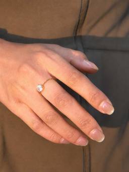 ZAISHA - Vienna ZIrcon Chain Ring - 18K Gold Plated (Adjustable)