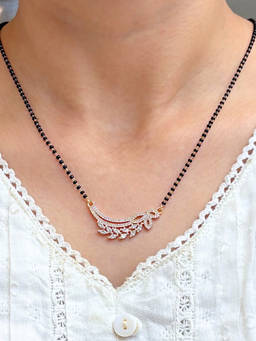 Zeraki Jewels - Ritvi Full Black Beads Mangalsutra Rose Gold