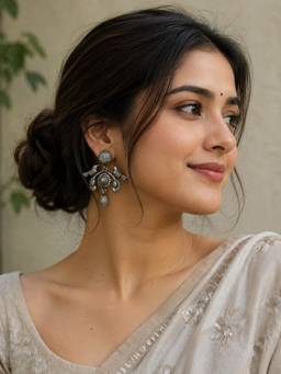 VENI - 92.5 Silver Plated Oxidized Earrings